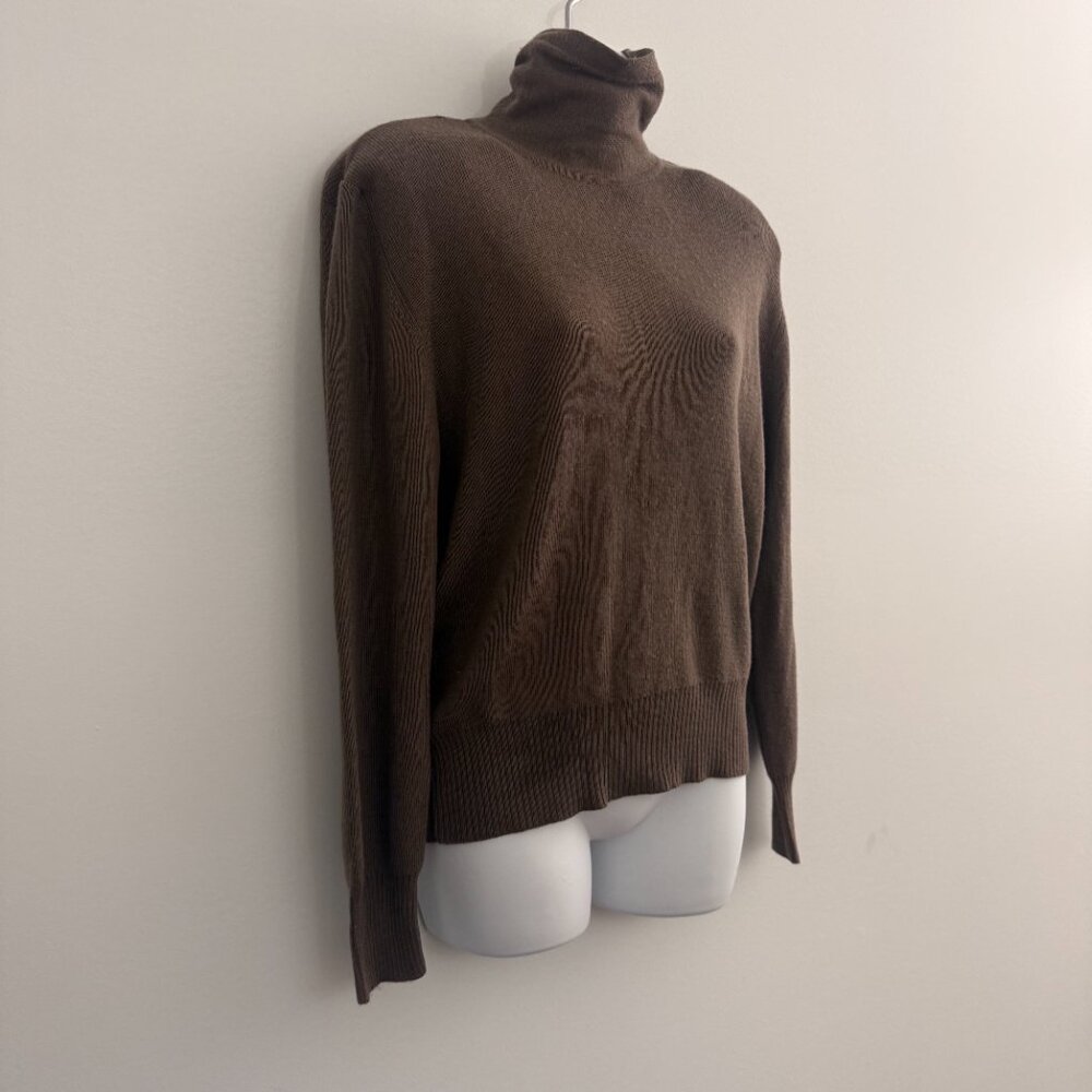 Vintage Ciao Ltd Mushroom Brown Mock Neck Zip Sweater | Size 12 - Picture 4 of 9